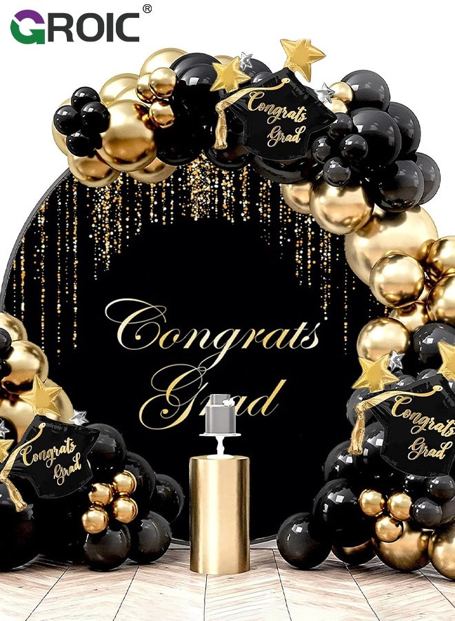 GROIC Round Backdrop Cover, 7.2FT Black Wedding Arch Cover for Circle Balloon Arch Frame, Backdrop Cover for Circle Stand for Wedding Baby Shower Birthday Photoshoots Decoration Party Supplies Party Favors - Image 1